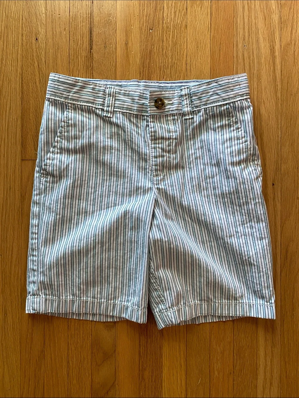 Boy’s Striped Cotton Shorts - Light Blue/White
